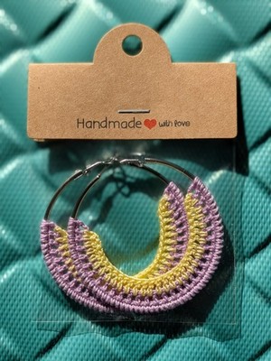 Handmade with love Creolen Lila,Gelb/Silber