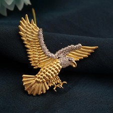 Adler Brosche 14K Vergoldet 925 Sterlingsilber Einzigartig Handgemacht Pin
