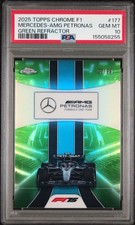 2025 Topps Chrome F1 Mercedes-AMG Team Logo Green Refractor /99 PSA 10 POP1