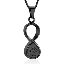 Pet Paw Print Infinity Cremation Jewelry Dog/Cat Keepsake Pendant Memorial Ur...