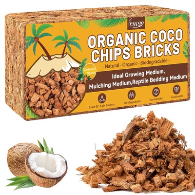 1.1 LB Coco Coir Chips for Plants- 100% Organic Coconut Chips Brick Potting M...