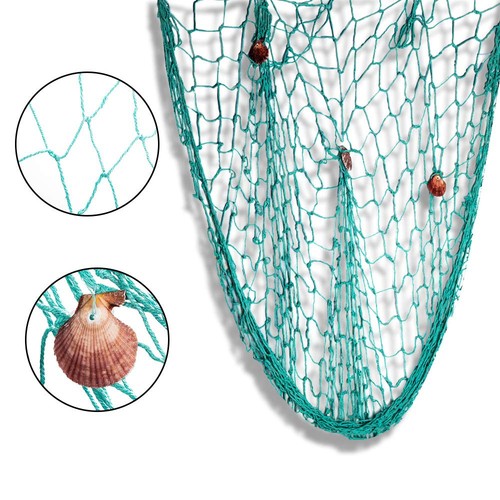 Nature Fish Net Wall Decoration with Shells, Ocean Themed Wall Hangings Fishi... - 第 6/7 張圖片