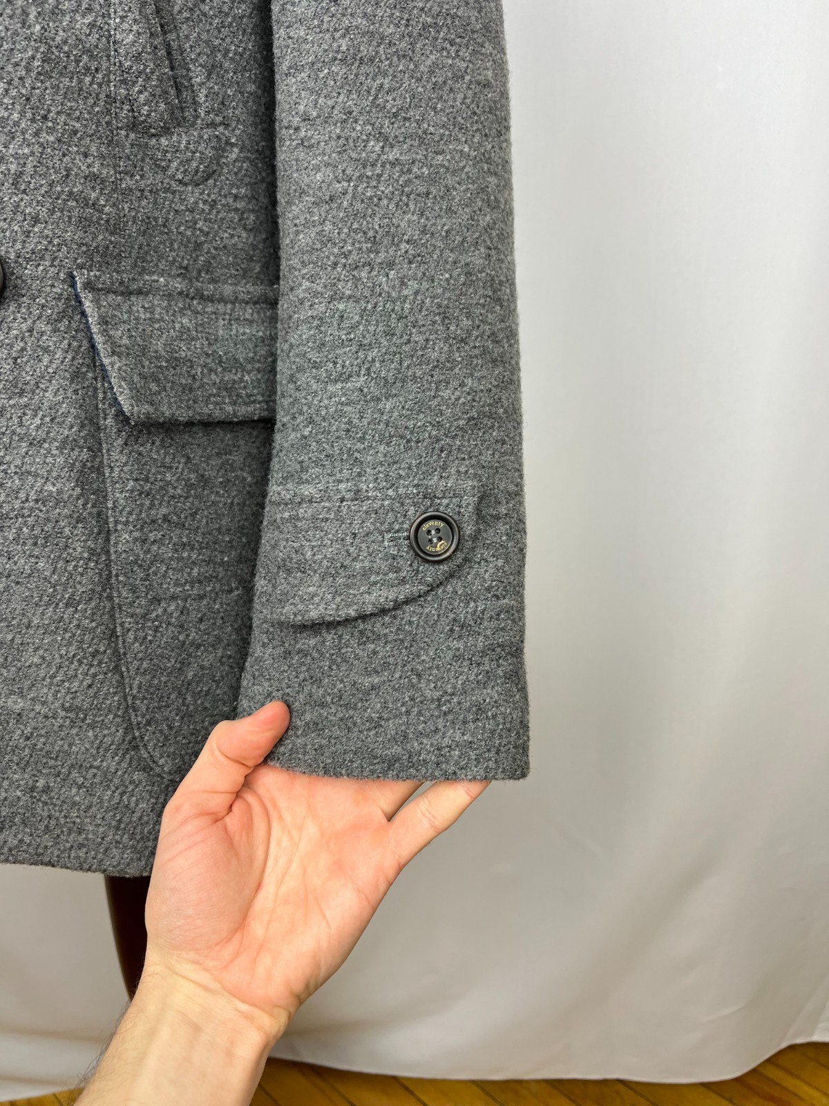 ELEVENTY Pure Wool Blend Solid Gray Half-Lined Do… - image 10