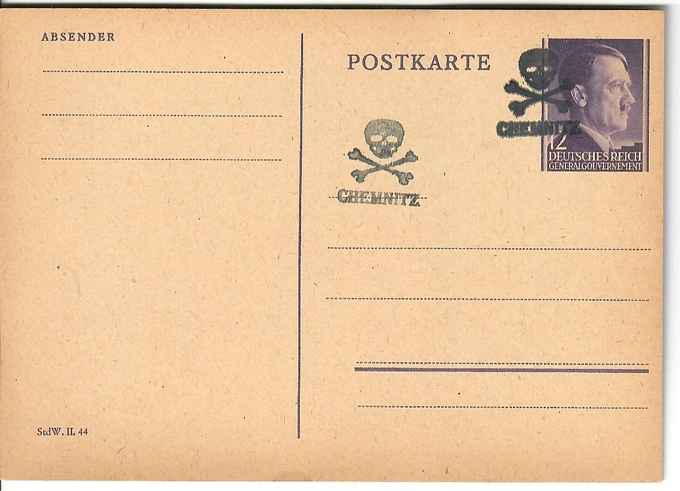LIBÉRATION CHEMNITZ / surcharge russe sur entier postal Generalgouvernement** - Photo 1/1