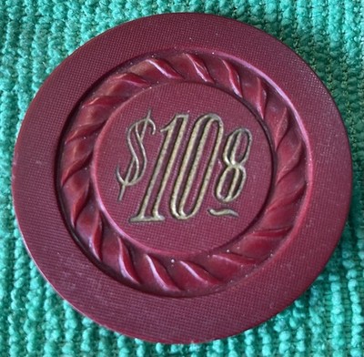 Vintage 30 s Era CHICAGO CHEZ PAREE CLUB  $10 POKER CHIP RED. CORD MOLD HSGOLD