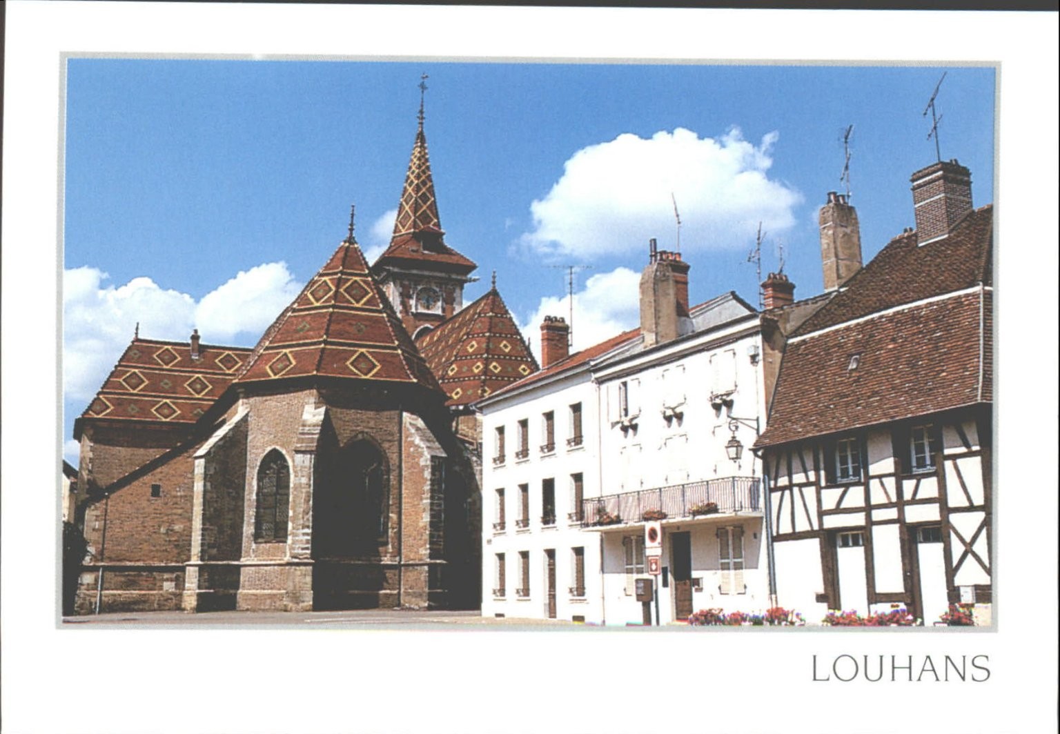 Louhans France Church Enameled Tile Roof Saône-et-Loire Postcard