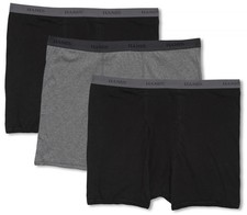 Big Tall Men's Hanes Underwear Cotton BOXER BRIEFS 3-Pack 2XL Black Grays