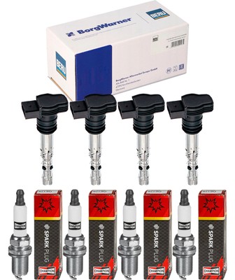 4x BERU Zündspule + CHAMPION Zündkerze für Toyota Avensis Station Wagon T25 2.0