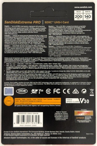 256GB SDXC SanDisk Extreme PRO – Lightning-Fast V30 UHS-I 4K U3 Class 10 SD Card - Picture 8 of 8