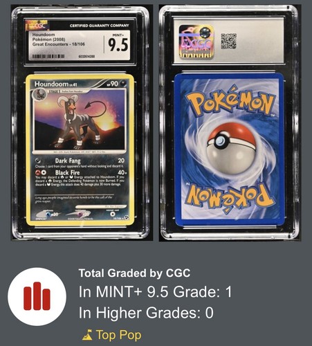 CGC 9.5 2008 POKEMON DIAMOND & PEARL GREAT ENCOUNTERS #18 HOUNDOOM PSA
