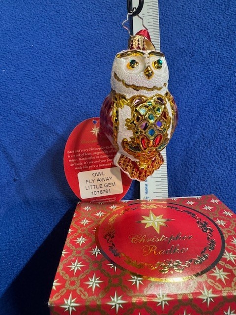 christopher radko owl fly away little gem ornament rare beautiful condition