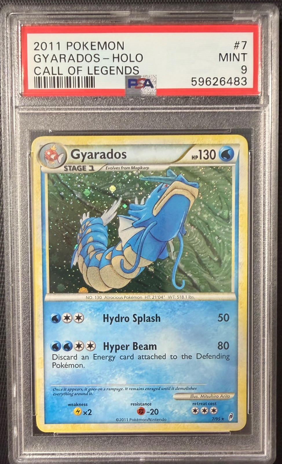 2011 POKEMON CALL OF LEGENDS #7 GYARADOS-HOLO PSA 9