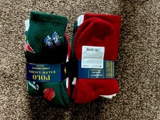 Polo Ralph Lauren Boys 3-Pairs Iconic Bear Kayak RRL Kids Crew Socks 8-9.5 Pony