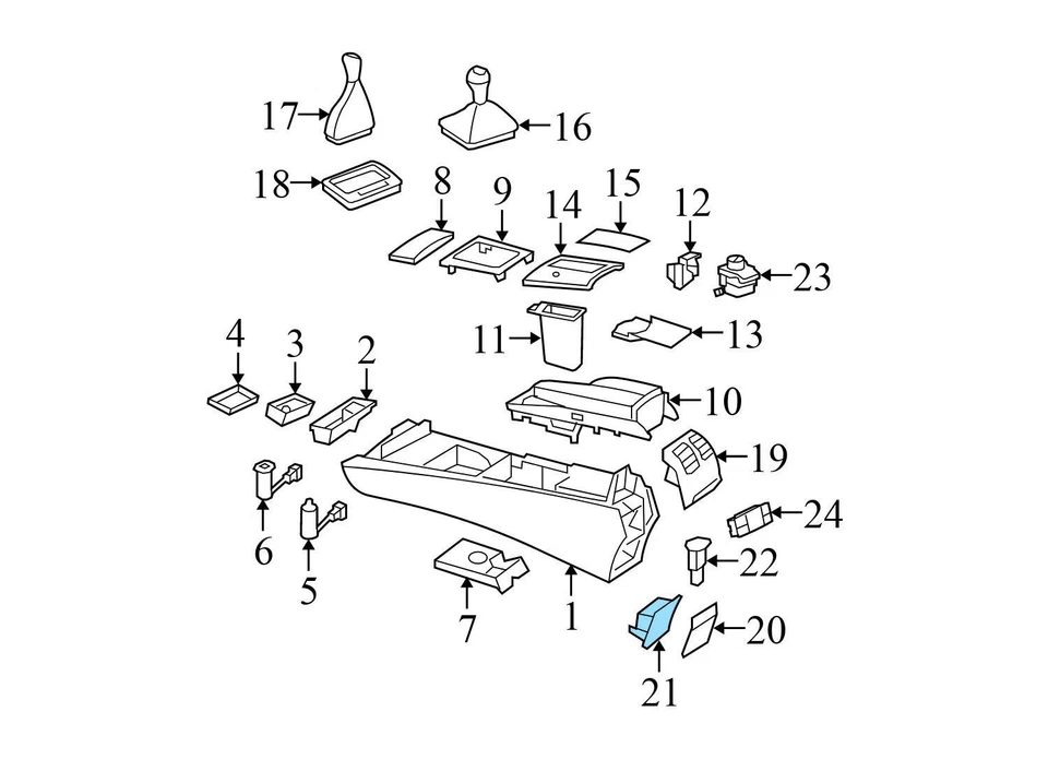 Mercedes-Benz C280 2008-2009 - Cenicero consola central trasero/inserto de bandeja de ceniza Foto 3 de 4