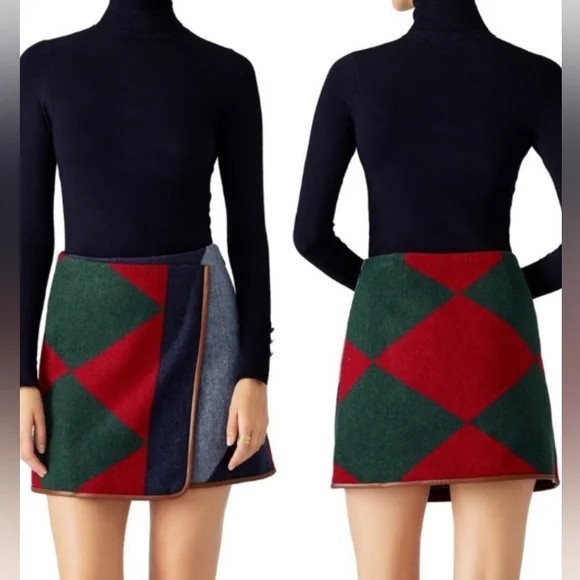 Tory Burch Cheval Patchwork Wool Blend Skirt - image 1