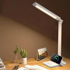 Desk Lamp with USB Charging Port, 14W 900LM Dimmable Eye-Caring Reading LED
