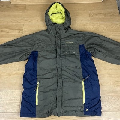 Columbia Omni-Tech wasserdichte Jacke grün navy Jugend 18/20 passt S-M Erwachsene Kapuze