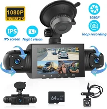 64G TF Recorder HD Dash Cam 4 Channel 360° Car Camera DVR Vehicle Video G-Sensor