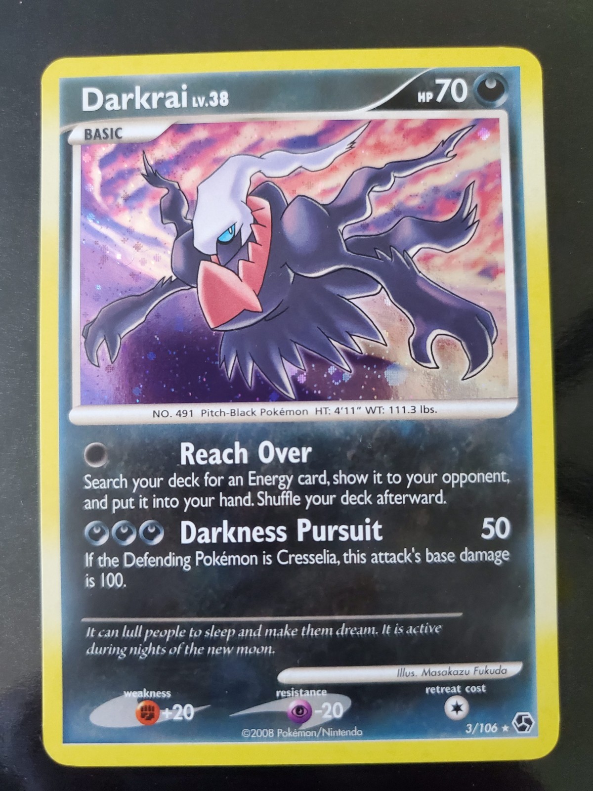 Darkrai 3/106 Holo Pokemon TCG DP Great Encounters Rare Card NM Near Mint