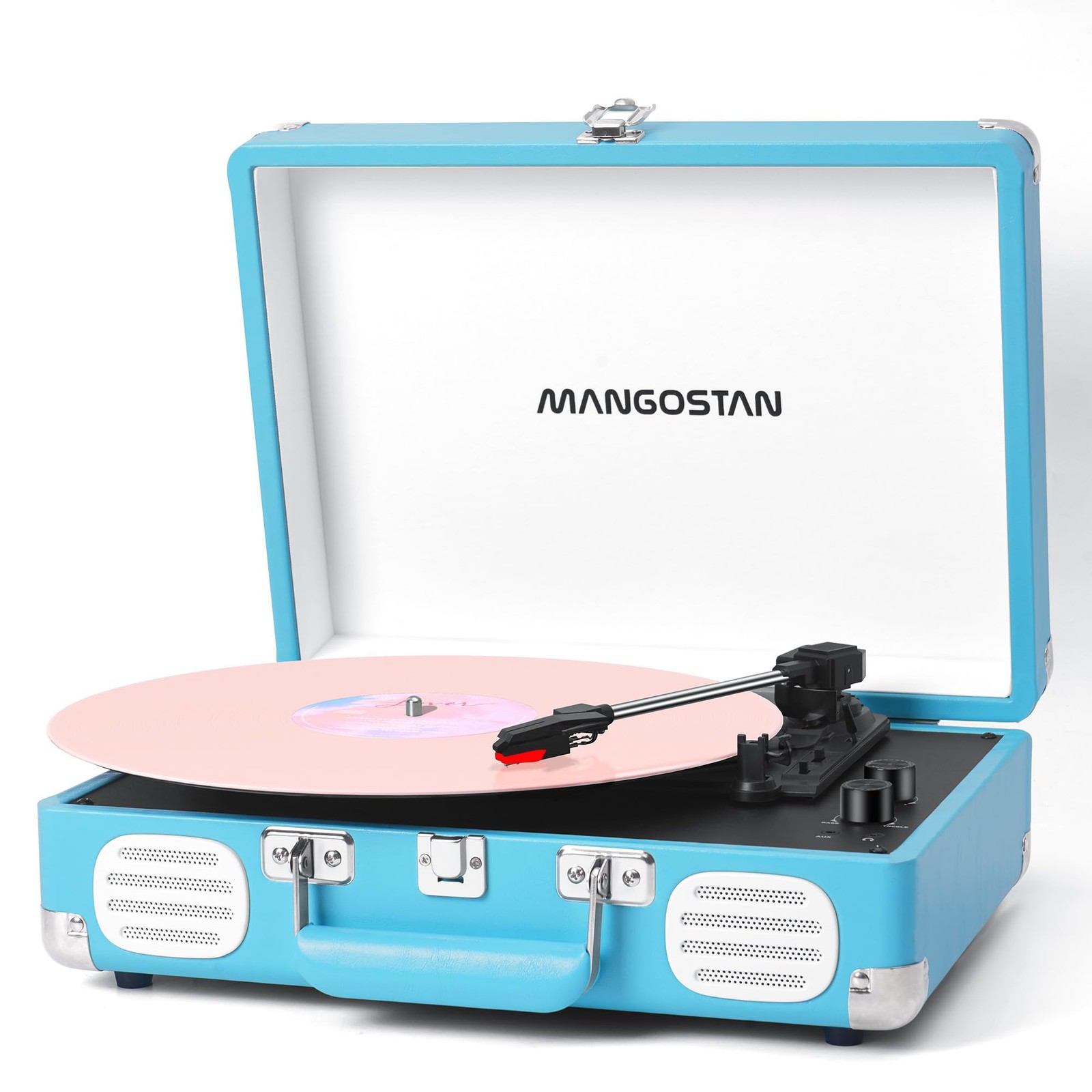 Portable 3-Speed Bluetooth Suitcase Record Player with Built-in Speakers-image