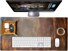 Leather Desk Mat Desk Pad - Full Grain 32x16 Leather Desk Cover Blotter  Prot
