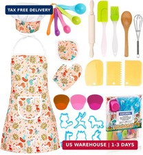Kids Baking Chef Set with Unicorn Apron and Mitt, 26pcs Kitchen Toys Ki