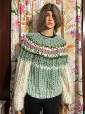 Handmade Crochet Cardigan Angora Soft Beautiful Colors Side Medium