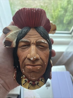 Bossons Chalkware Wall Decor Head Native American Tecumseh Indian Chief Vtg 1966