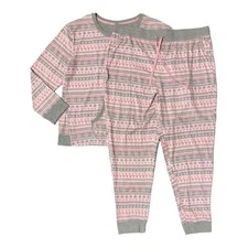 Cuddl Duds Womens 2 Piece Long Sleeve Brushed Sweater Knit Sleep Set