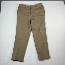 Brooks Brothers Dress Pants Mens 35x32 Brown Wool Flat Front Cuffed Leg 346