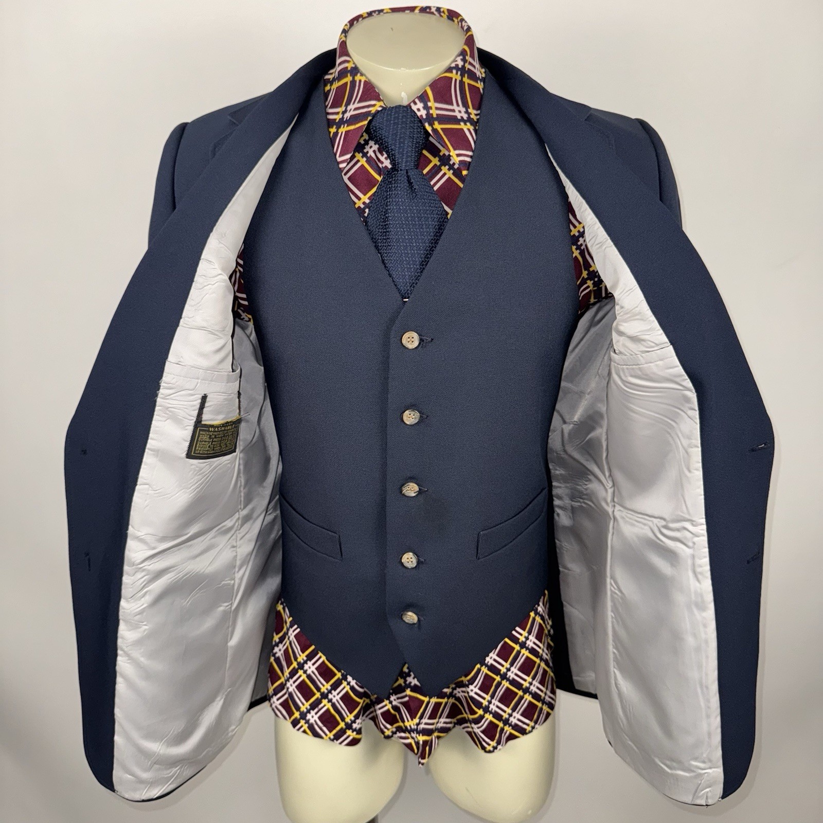 Vtg 70s Levis Panatela Suit Blazer Jacket Vest Sport Coat Disco Large Mens 42