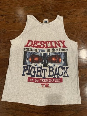 VTG Terminator T2 Universal Studios 3D GRAPHIC Promo MUSCLE Tank Top T-Shirt XL