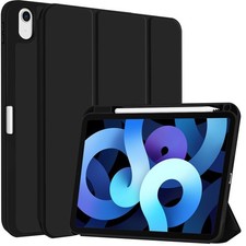 Schwarze 3-türige TPU Leder Hülle für iPad Air 5/4 mit Smart Pen Slot