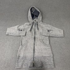 Athleta Hoodie Womens XS Gray Full Zip Fleece Longline Tunic Thumbhole Pocket