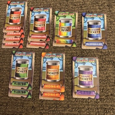 PACK OF 13 - w/ Dave & Buster's Ticket Jar Rainbow Special 100 Tickets Game Card