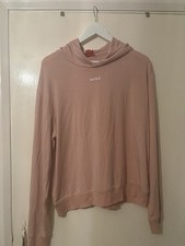 Image of HUGO Bodywear Pink Pullover Hooded Hoodie Long Sleeve Logo, Size L