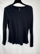Women  s XXL Sonoma Long Sleeve Black Ribbed Stretch Shirt