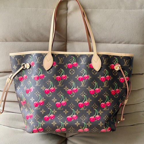 Louis Vuitton x Takashi Murakami Cherry Neverfull MM Tote Bag with Pouch