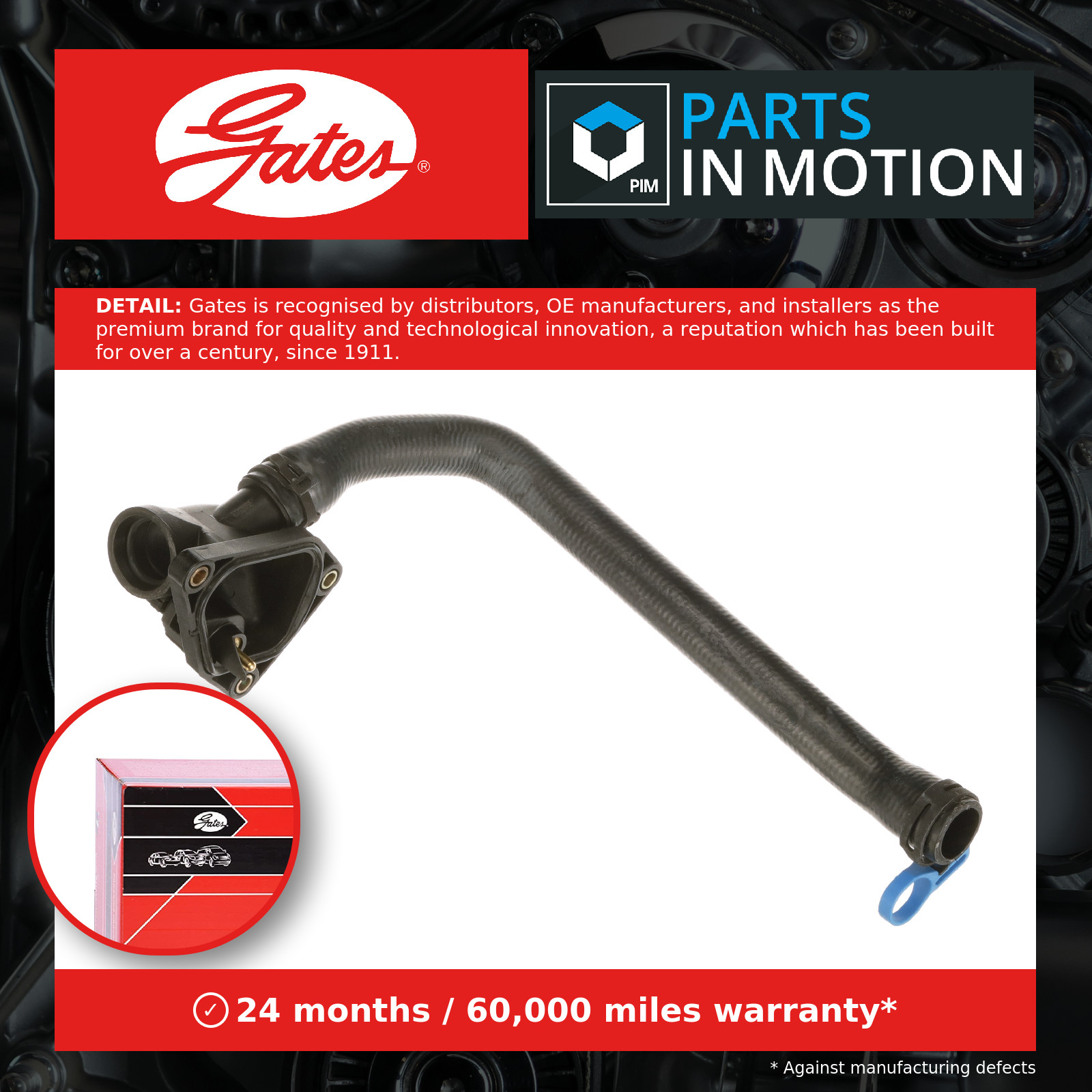 Fits GATES GAT02-1698 Heater Hose GAT02-1698 Cooling system rubber hose (37mm/2 - Image 12