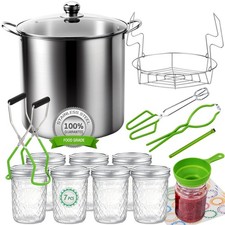 Canning Pot Water Bath Canner with Rack and Mason Jars, 20 Quart Stainless St...