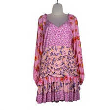 R. Vivimos Dress M Peasant Boho Fairycore Whimsy Tiered Ruched Ruffles
