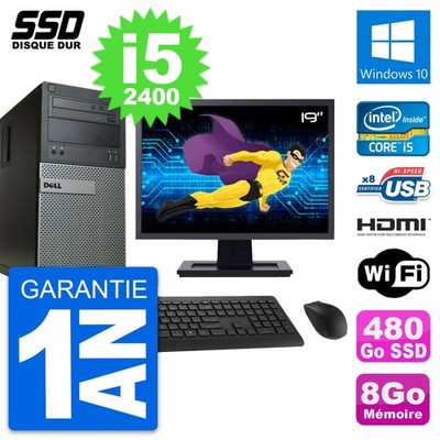 PC tour DELL 390 MT Bildschirm 19 '' i5-2400 RAM 8Go SSD 480Go HDMI Windows 10