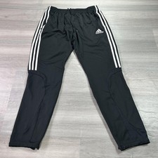 Adidas Track Pants Womens XL Black 3-Stripes Zip Ankle Joggers Athletic Training