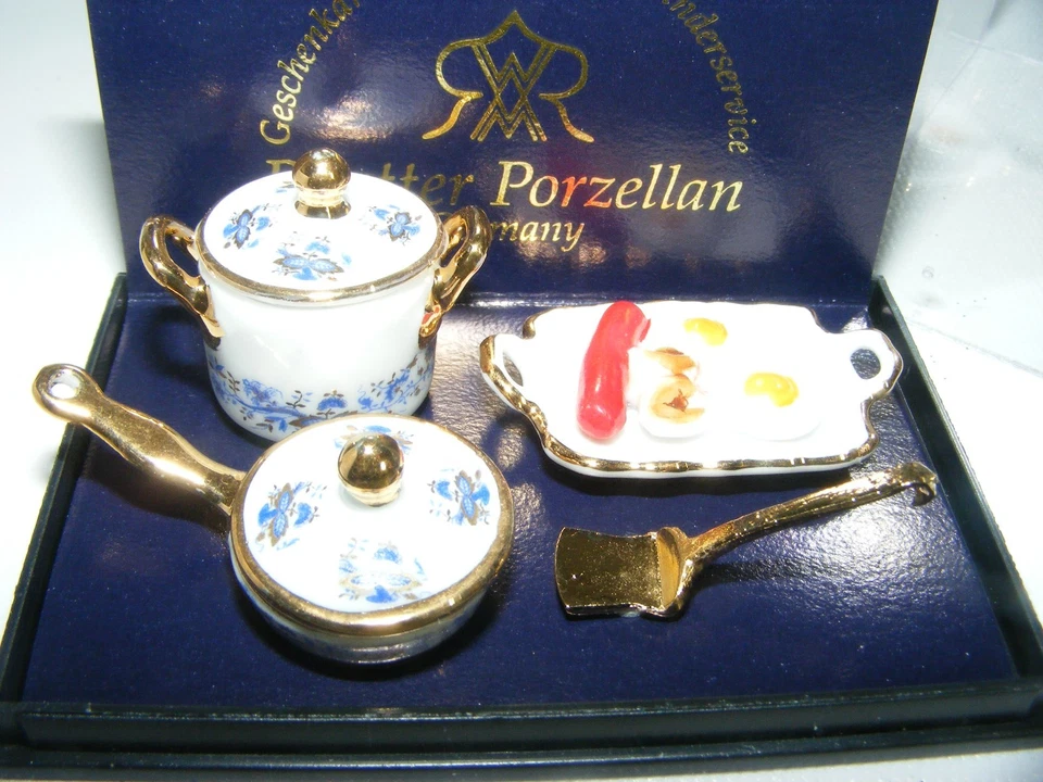 Reutter Porzellan Dollhouse Furniture Breakfast Tray Cooking set - Image 2 of 2