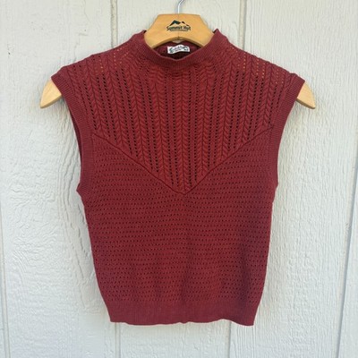 Intimately Free People Fresh Feeling Cami Women's XS Rubies Mock Neck Knit Sheer