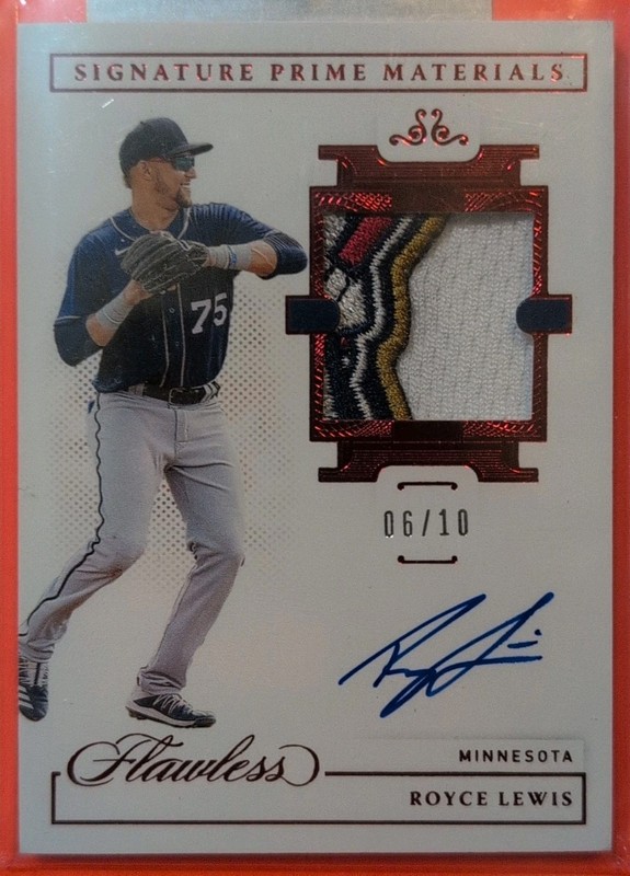 Royce Lewis Twins Patch Auto 2021 Panini Flawless Red /10 SPM-RL