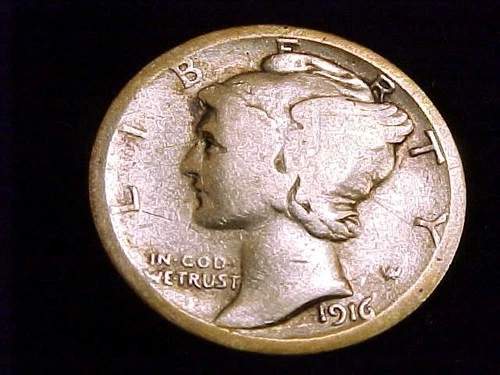 1916-S Mercury Dime, About  Good  to almost Full Good grade