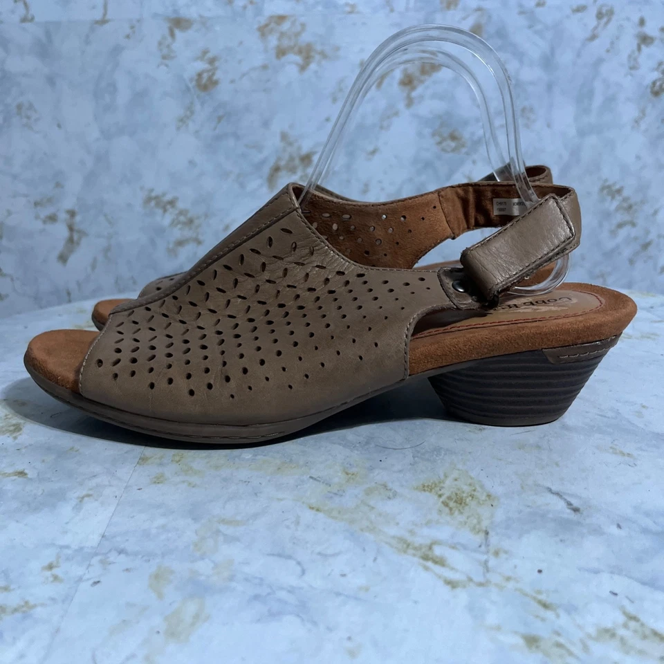 Zapatos Cobb Hill para mujer talla 10 de cuero marrón punta abierta cómodos tacones con cordones Foto 4 de 4