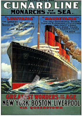 Cunard Line Monarchs Sea Cruise Vintage Reise Druck Poster Wandbild Bild A4+