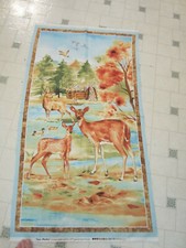 Wilmington Prints Deer Meadow Outdoor Cabin, Ducks, Deer Fabric Panel Cotton
